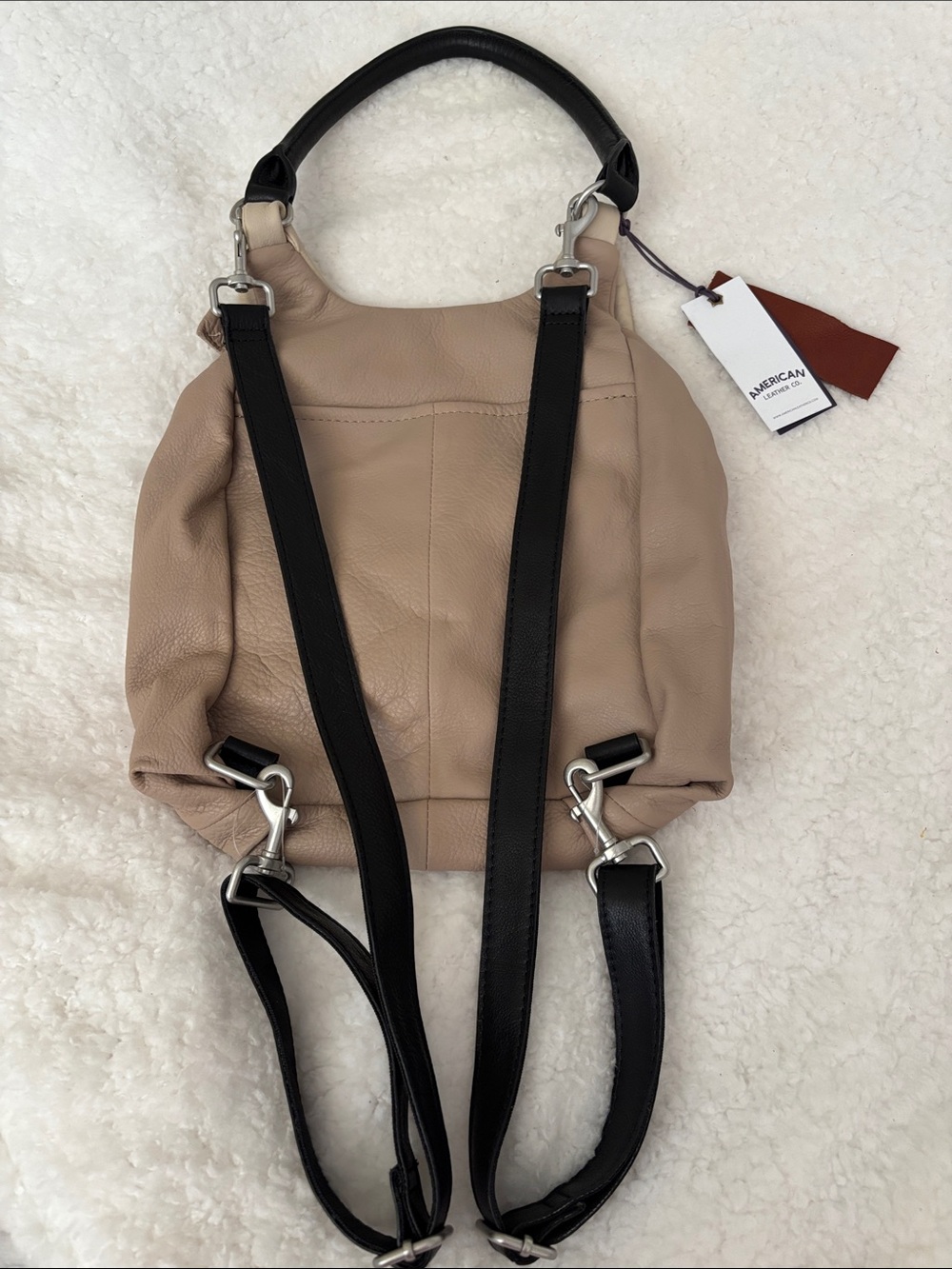 American Leather Two-Tone Beige & Cream Backpack - Picture 4 of 11
